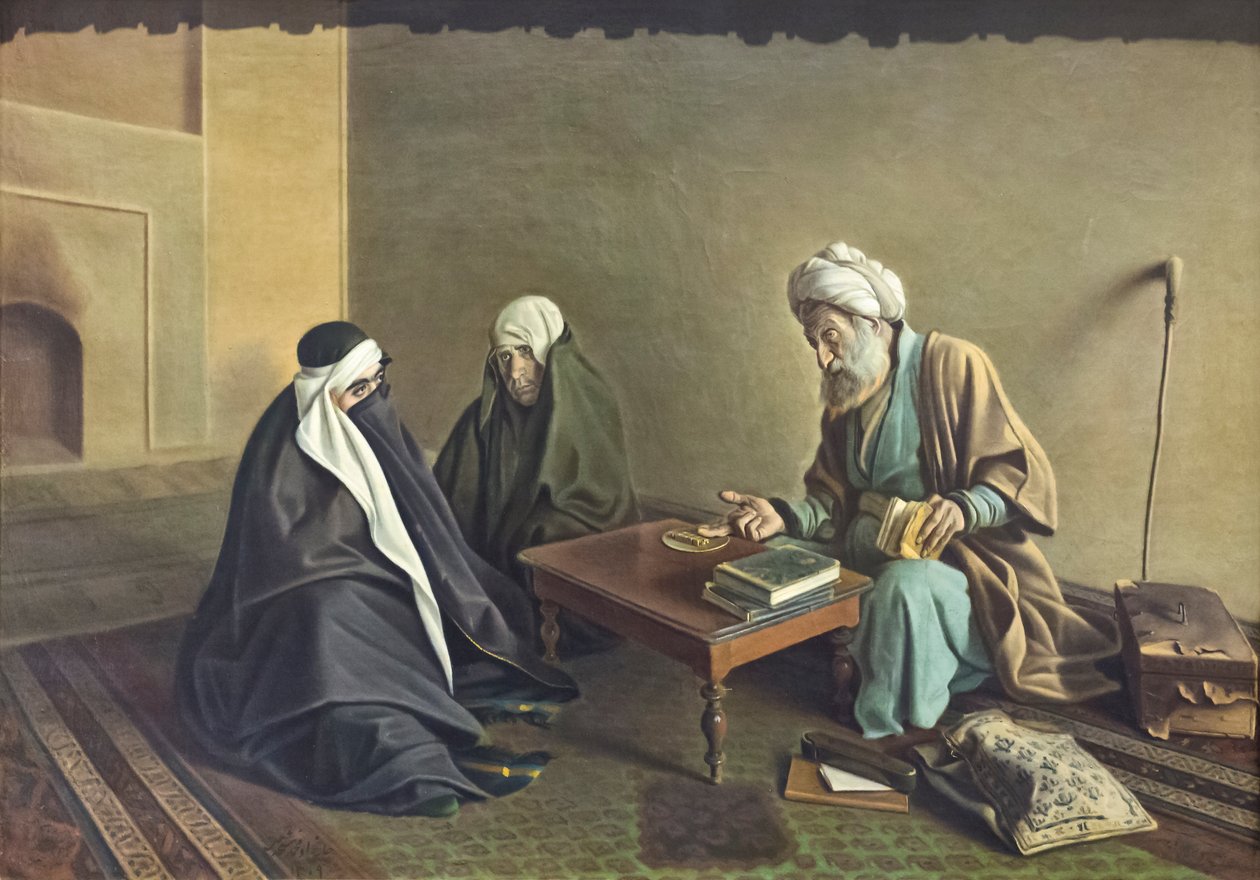 Spåkonen, Kamal-ol-Molk, olje på lerret, kunstmuseum, Sa