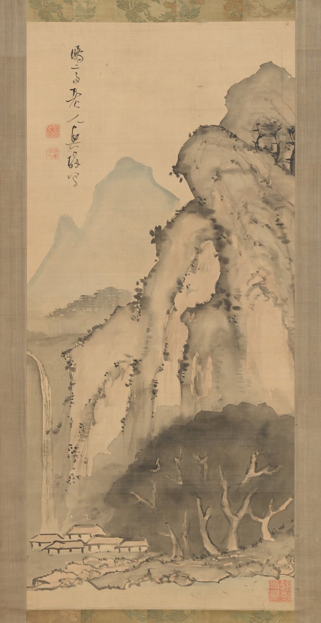 Landskap med foss, ca. 1817. av Kameda Bosai