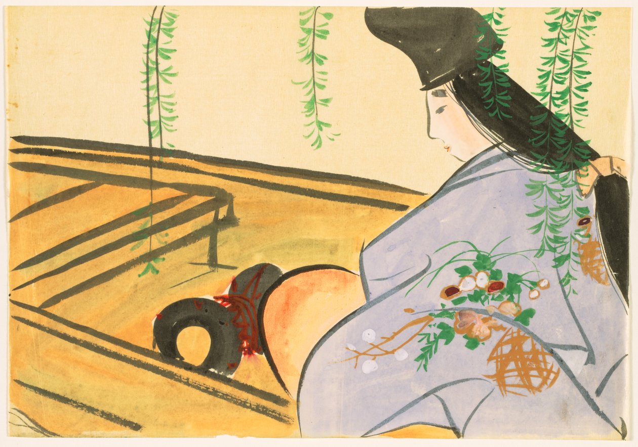 Flowers of a Hundred Worlds (Momoyogusa): Asazuma in Her Boat (Asazuma-bune) av Kamisaka Sekka