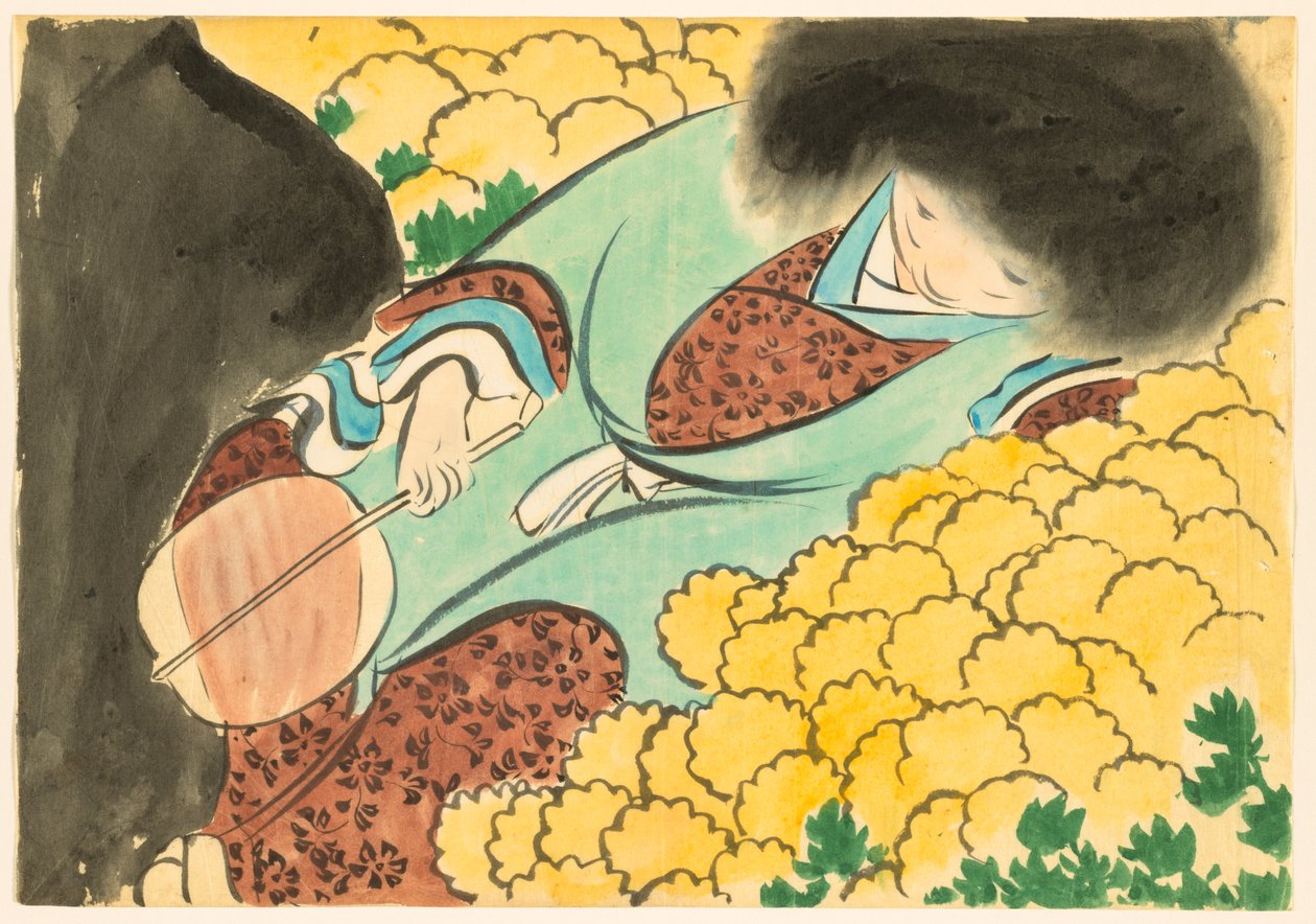 Flowers of a Hundred Worlds (Momoyogusa): Chrysanthemum Boy (Kikujidō) av Kamisaka Sekka