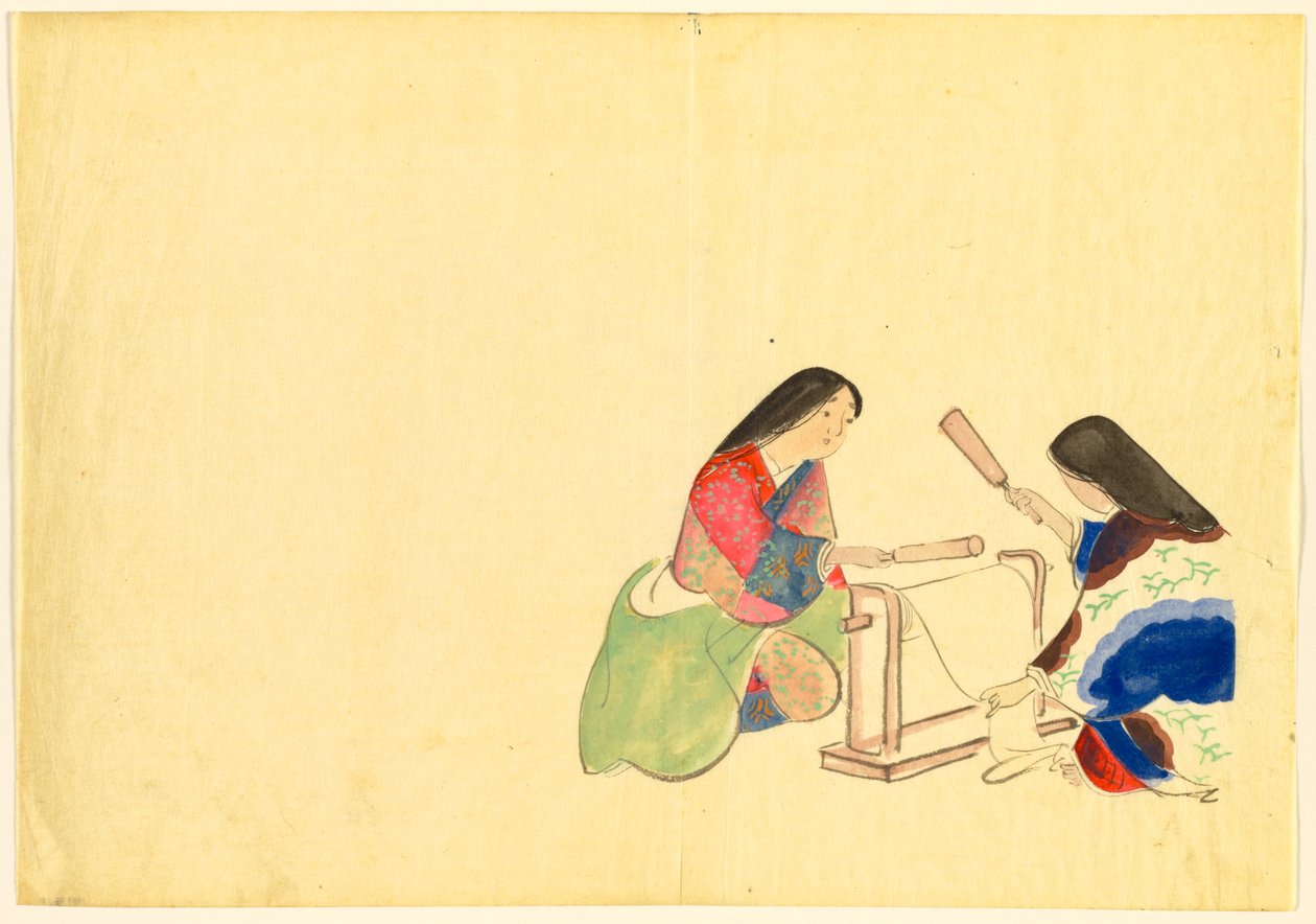 Flowers of a Hundred Worlds (Momoyogusa): Fulling Silk (Uchiginu) av Kamisaka Sekka