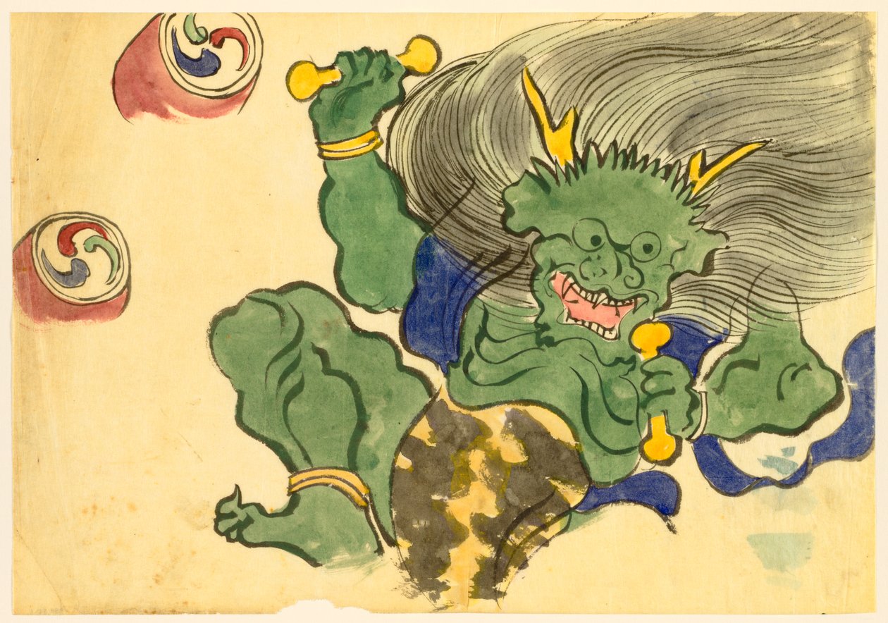 Flowers of a Hundred Worlds (Momoyogusa): God of Thunder (Raijin) av Kamisaka Sekka