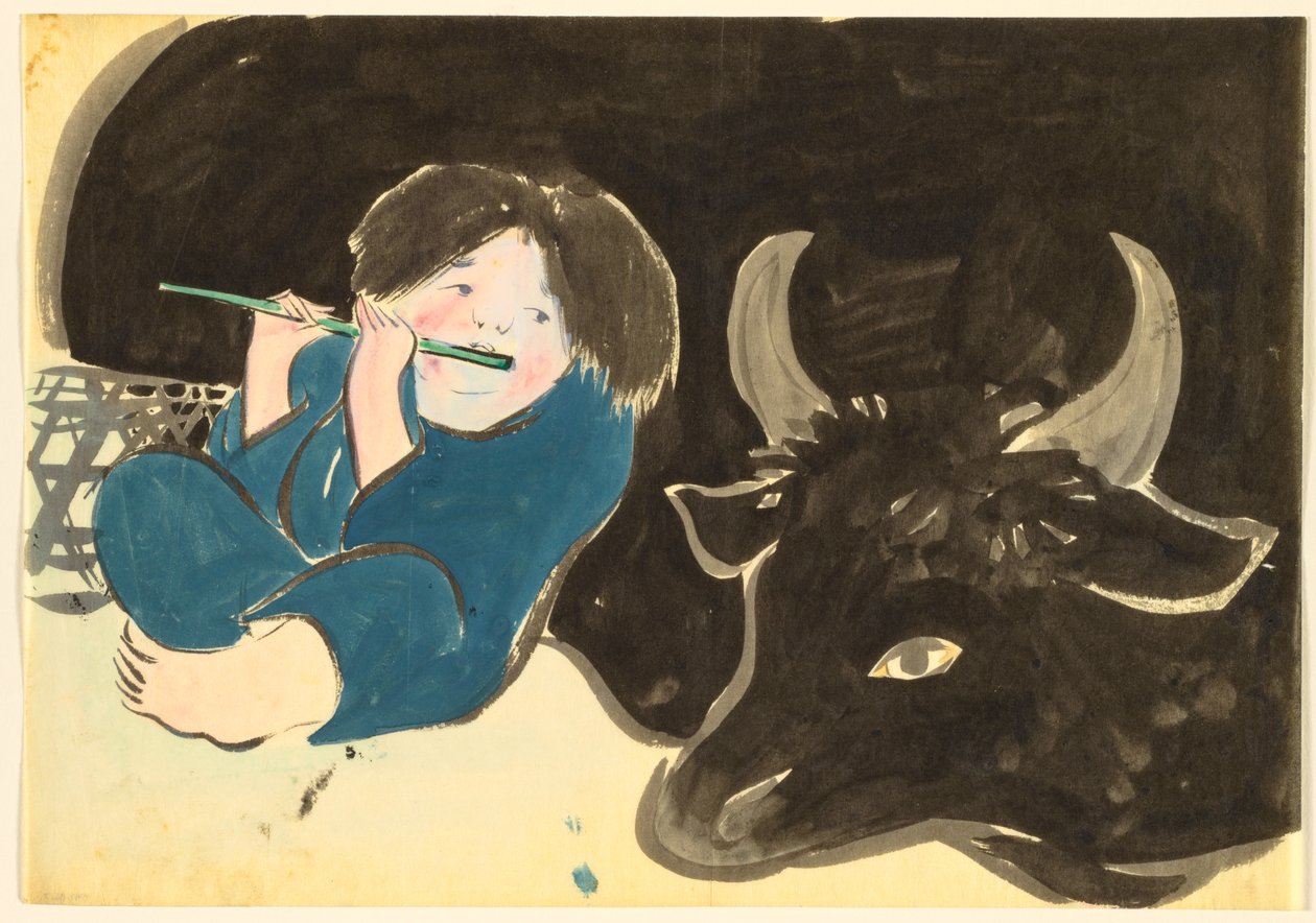 Flowers of a Hundred Worlds (Momoyogusa): Oxherd (Bokudo) av Kamisaka Sekka