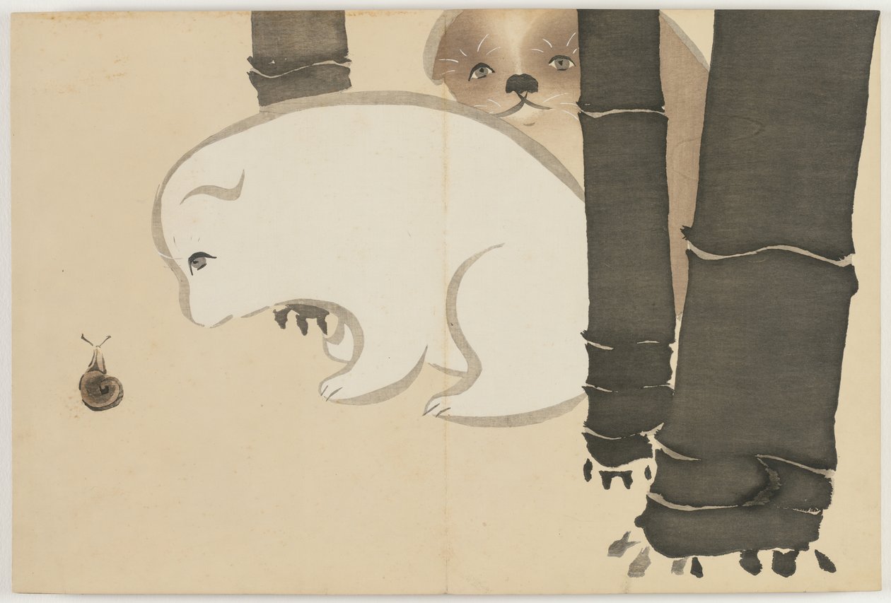 Flowers of a Hundred Worlds (Momoyogusa): Valper (Enokoro) av Kamisaka Sekka