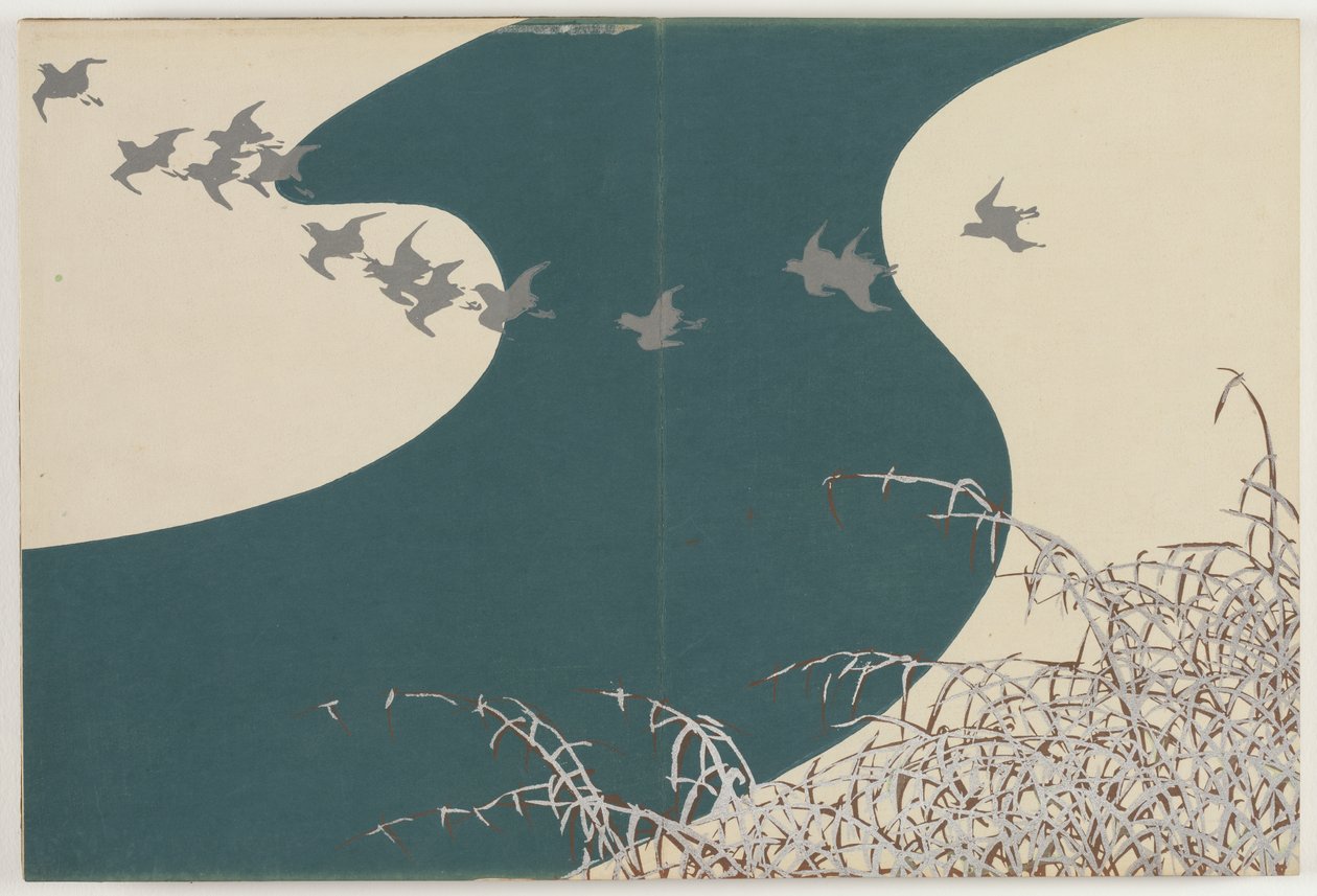 Flowers of a Hundred Worlds (Momoyogusa): River in Winter (Fuyu no kawa) av Kamisaka Sekka