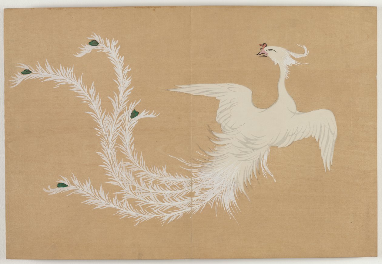 Flowers of a Hundred Worlds (Momoyogusa): White Phoenix (Hakuho) av Kamisaka Sekka
