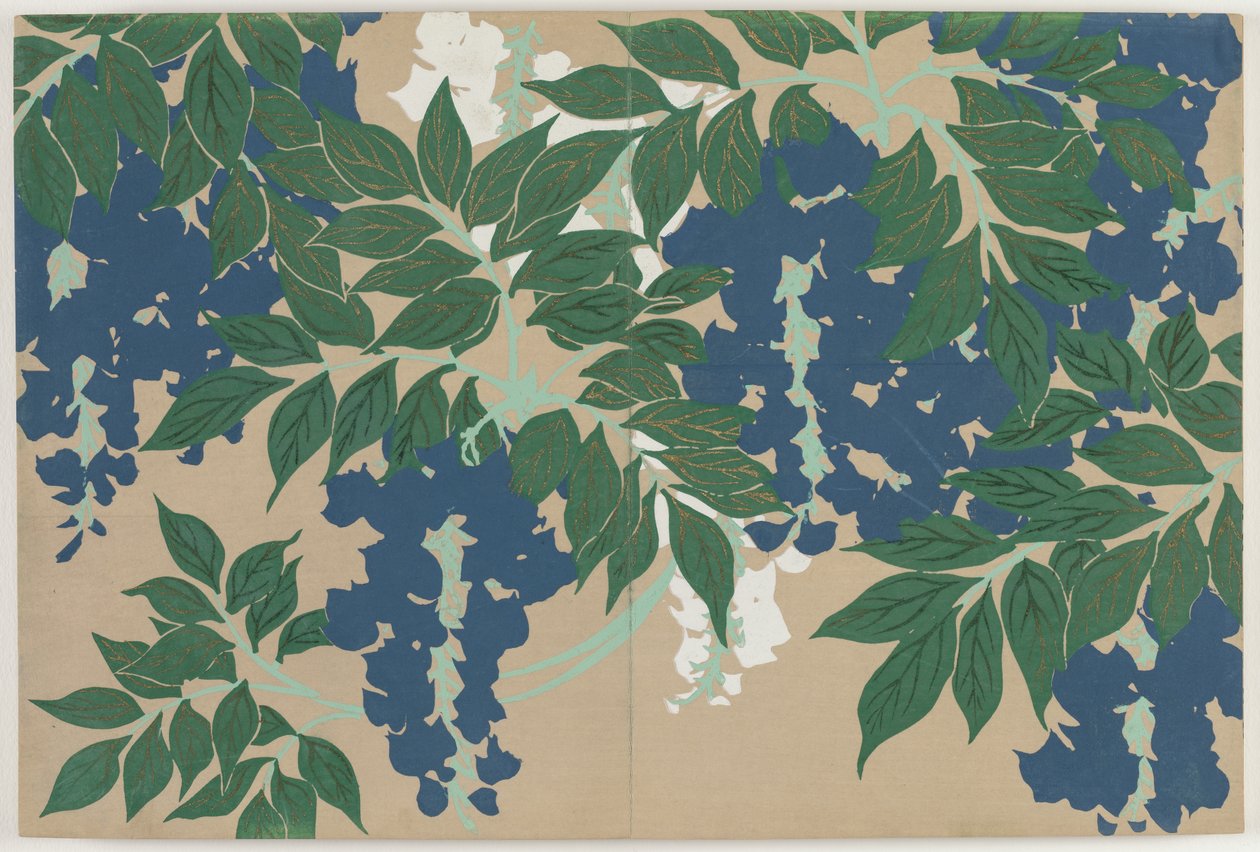 Flowers of a Hundred Worlds (Momoyogusa): Wisteria (Fuji) av Kamisaka Sekka