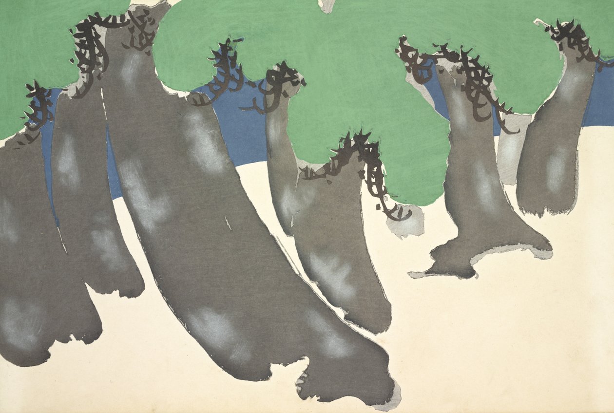 Sonare No Matsu, fra Momoyo-gusa (The World of Things) Vol III, pub.1910 (fargeblokk-tresnitt) av Kamisaka Sekka
