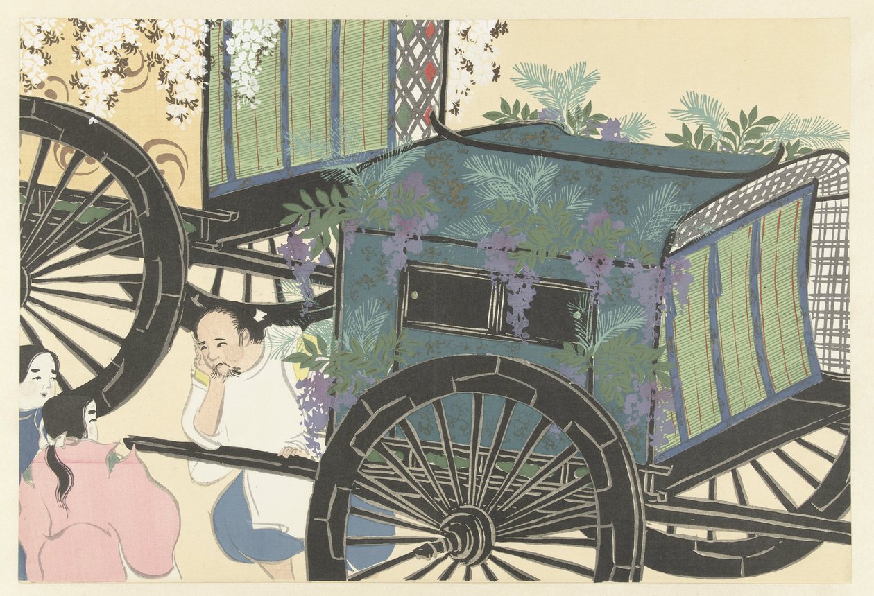 Wisteria, 1909 (treblokktrykk) av Kamisaka Sekka