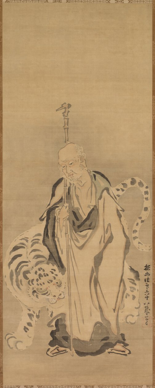 En vismann med tiger av Kanō Tan’yū