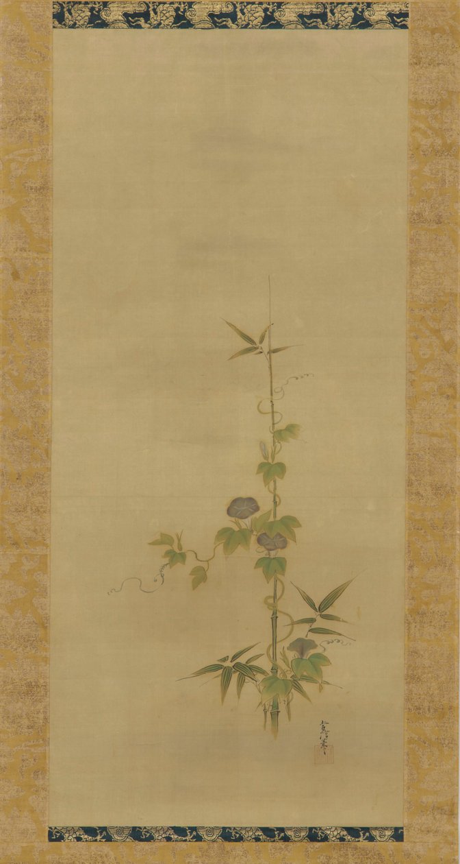 Morning glory og bambus del av et sett, Edo-periode, midten av 1600- og begynnelsen av 1700-tallet. av Kanô Yôboku Tsunenobu