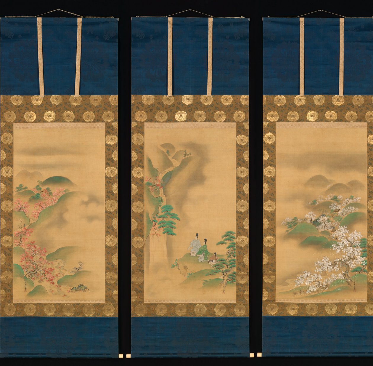Nunobiki Wateru, Moun Tatsuta Yoshino, Plan D Tatsuta River, Af hånd r 1709. av Kanô Yôboku Tsunenobu