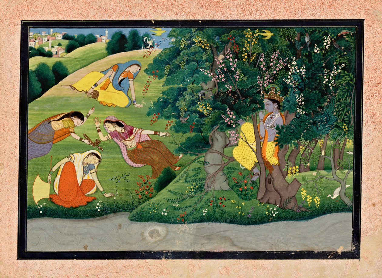 Krishna Fluting til Milkmaids av Unknown