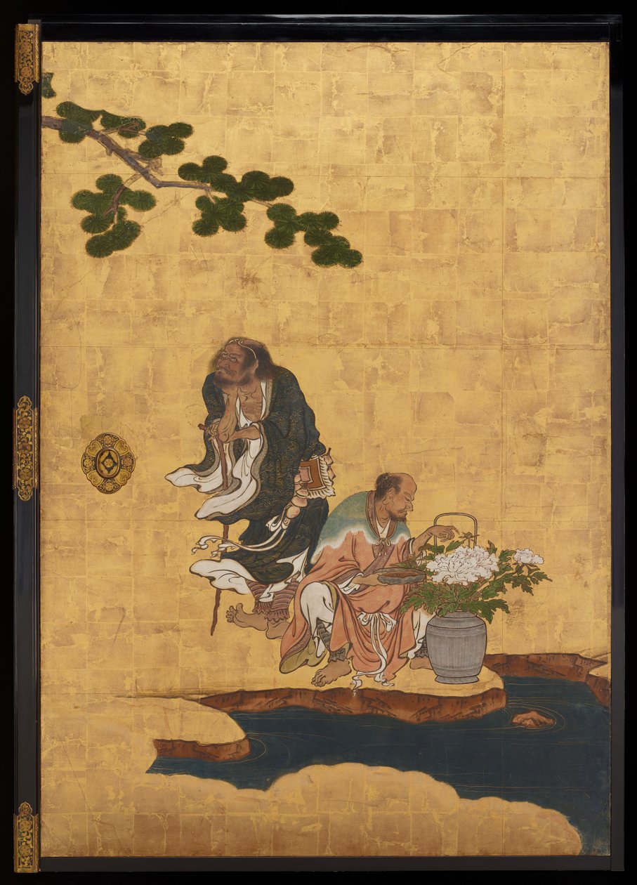 Taoist Immortals, ca. 1647 (blekk, farger og gull på papir) av Kano Sansetsu
