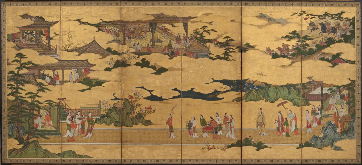 Scener fra livet til Ming Huang-keiseren og Yang Guifei (en av et par med F1901.20) av Kano Mitsunobu
