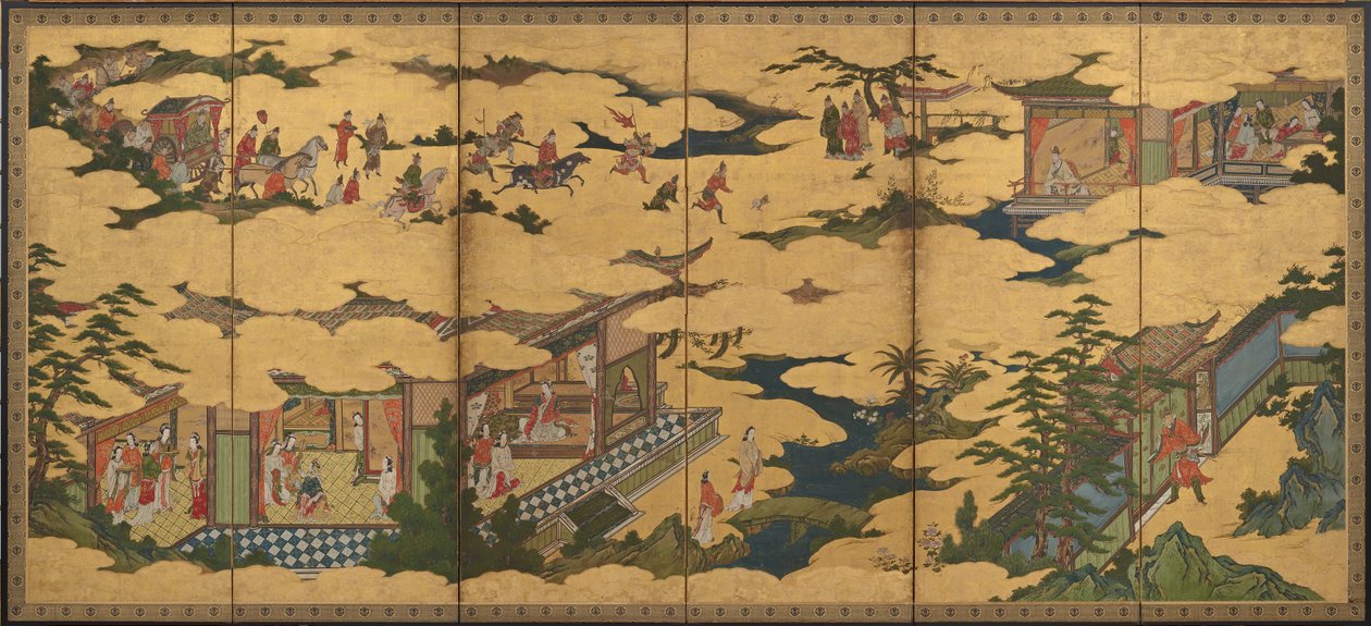 Scener fra livet til Ming Huang-keiseren og Yang Guifei (en av et par med F1901.21) av Kano Mitsunobu