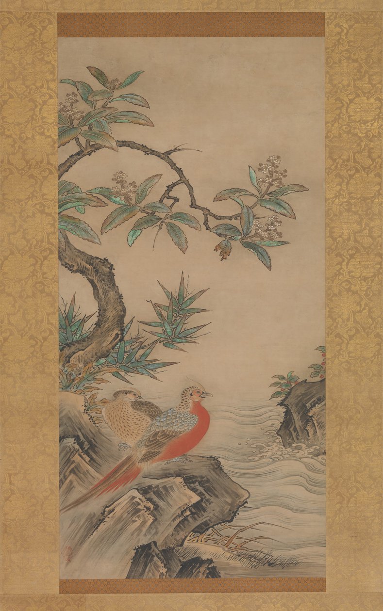 Fasaner blant trær: Flowers of the Four Seasons, sannsynligvis 1560-tallet. av Kano Shoei