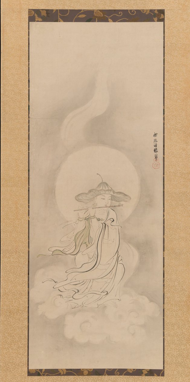 Jizo Bosatsu Playing a Flute, midten av 1600-tallet. av Kanō Tan’yū