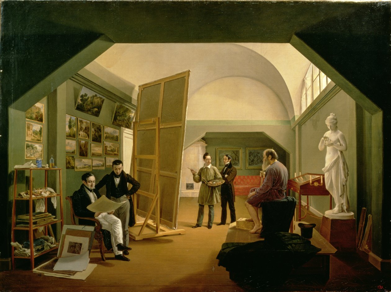 Studioet til Petr Vasilevich Basin (1793-1877) 1833 av Kapiton Alekseevich Zelentsov