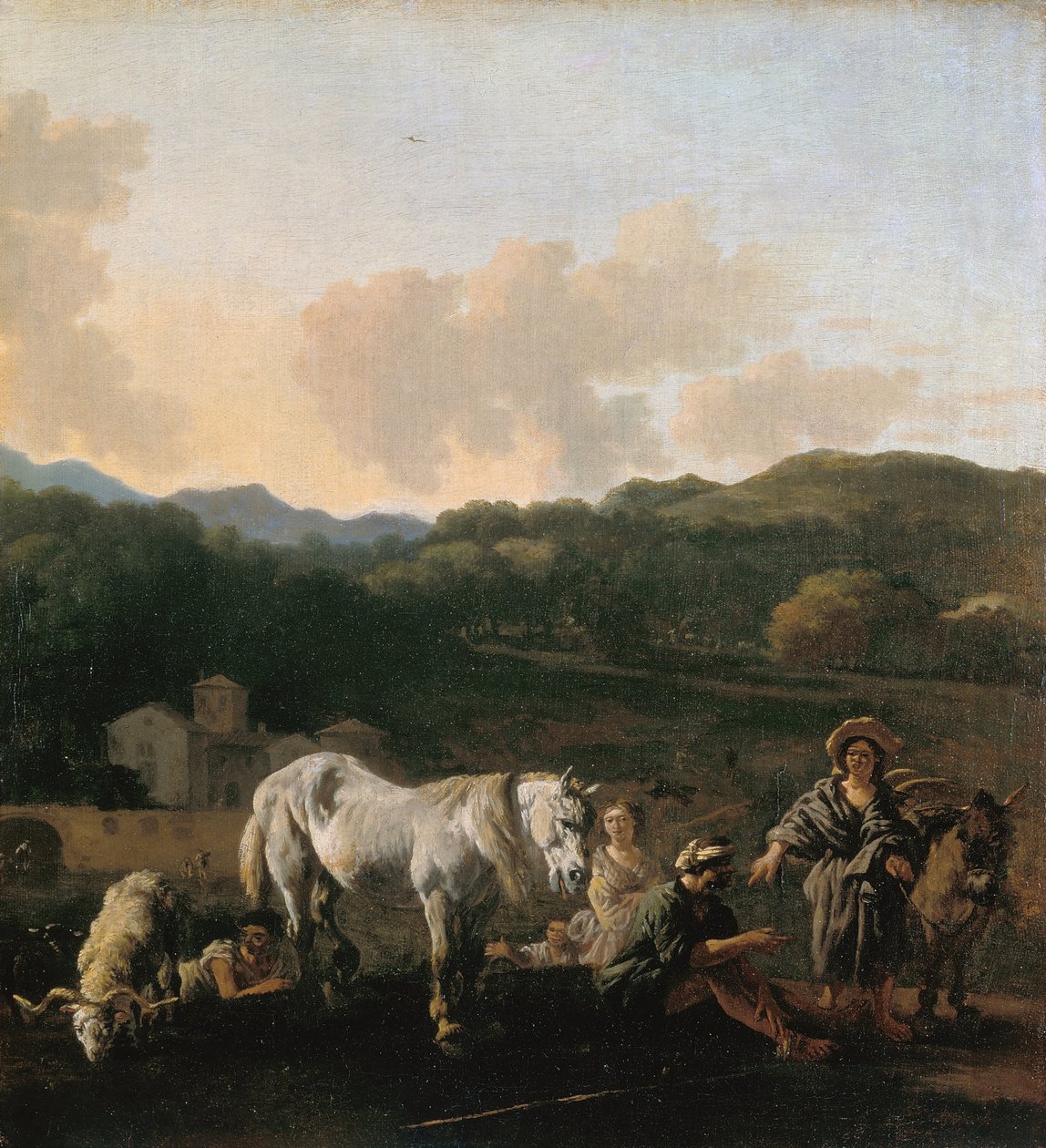 Bønder og en hvit hest av Karel Du Jardin