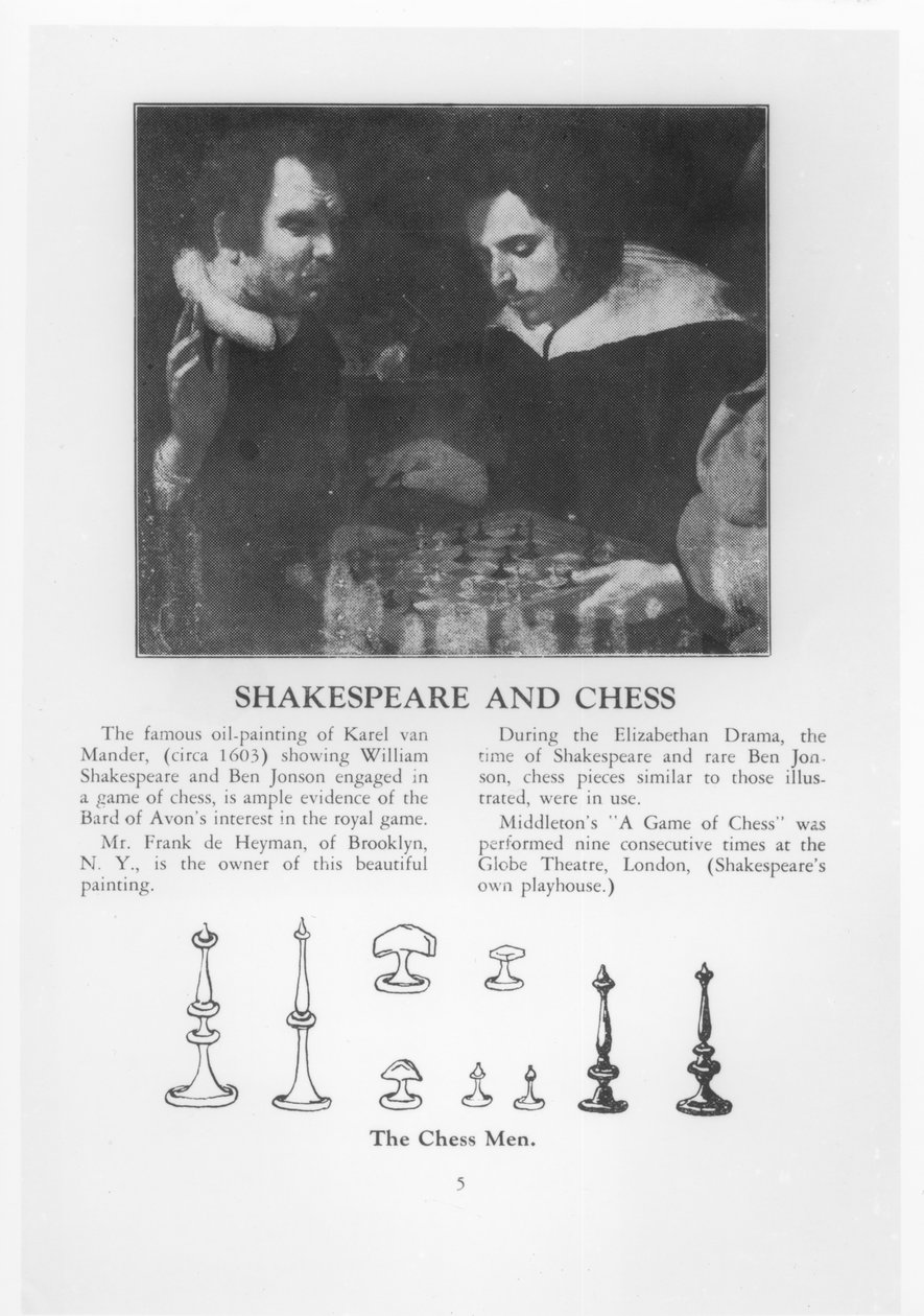 William Shakespeare (1564-1616) og Ben Jonson (1572-1637) engasjert i et sjakkspill av Karel van Mander III