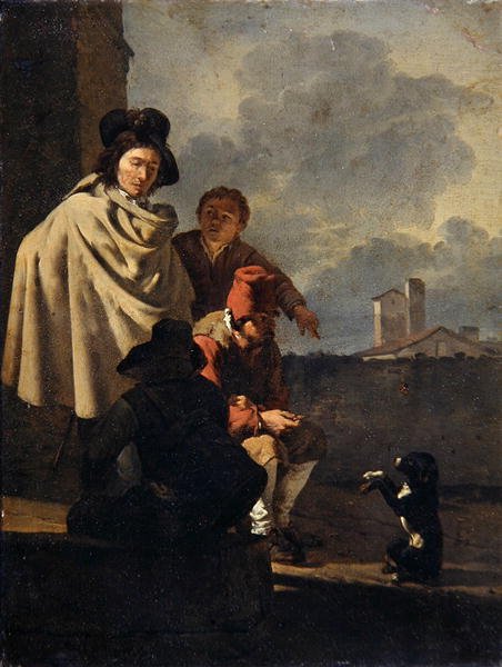 Italienere med hund av Karel Dujardin