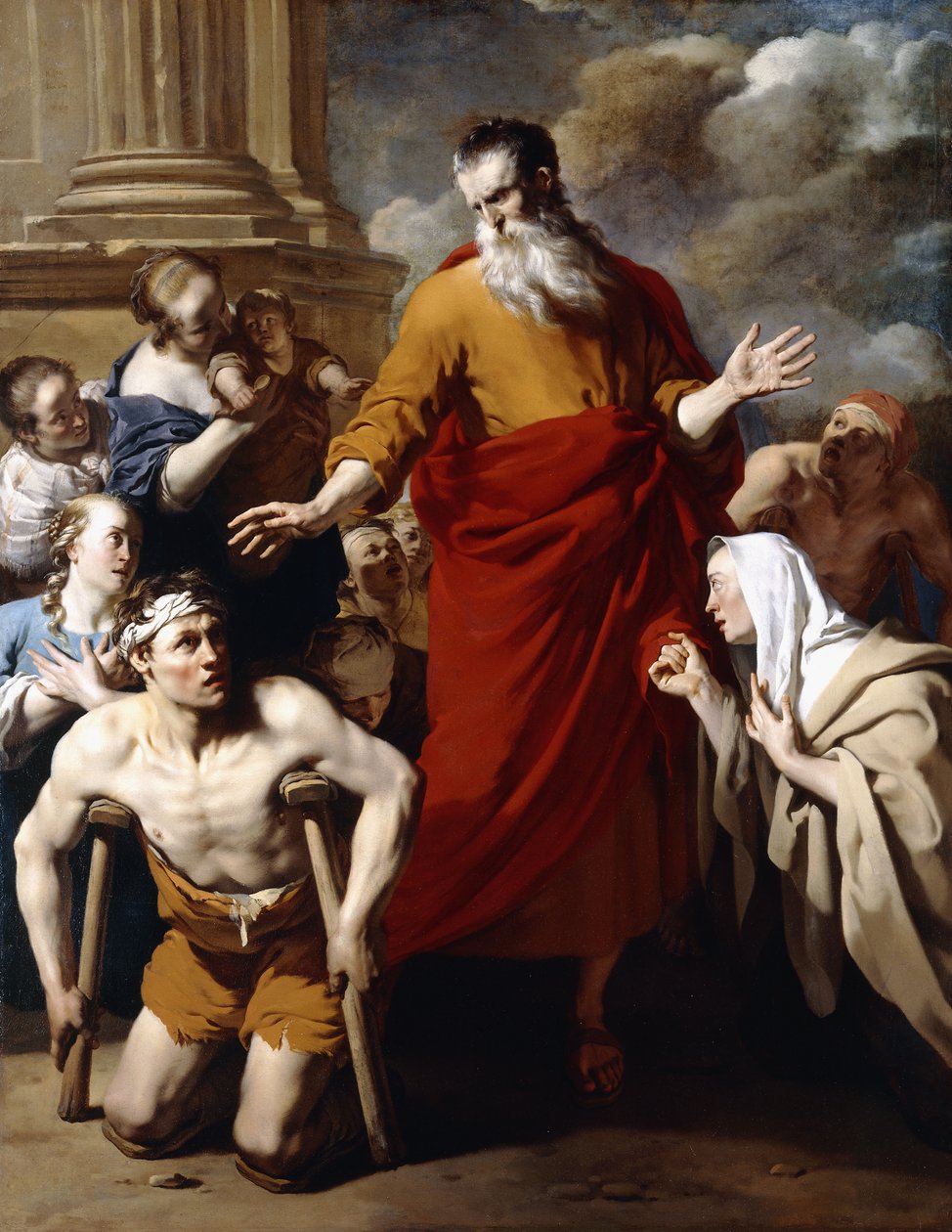 Saint Paul helbreder de syke i Lystra, av Karel Dujardin