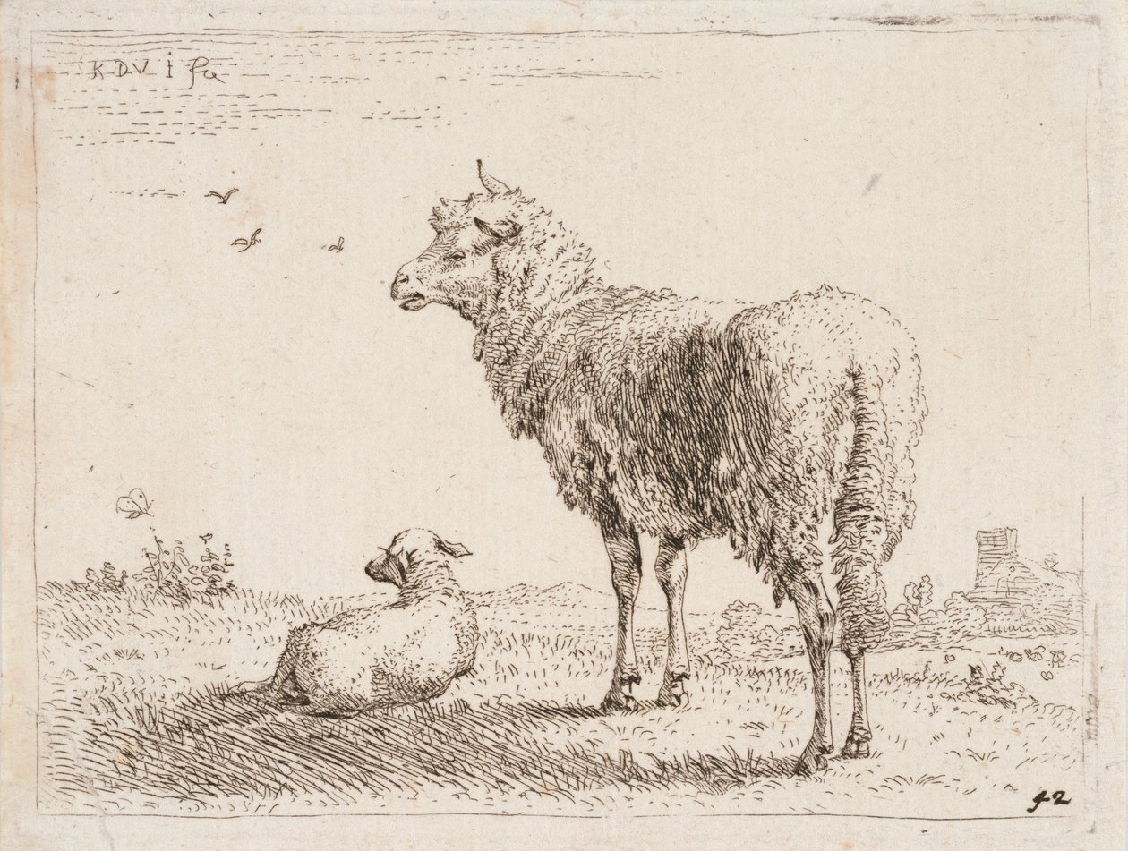 Sau med lam av Karel Dujardin