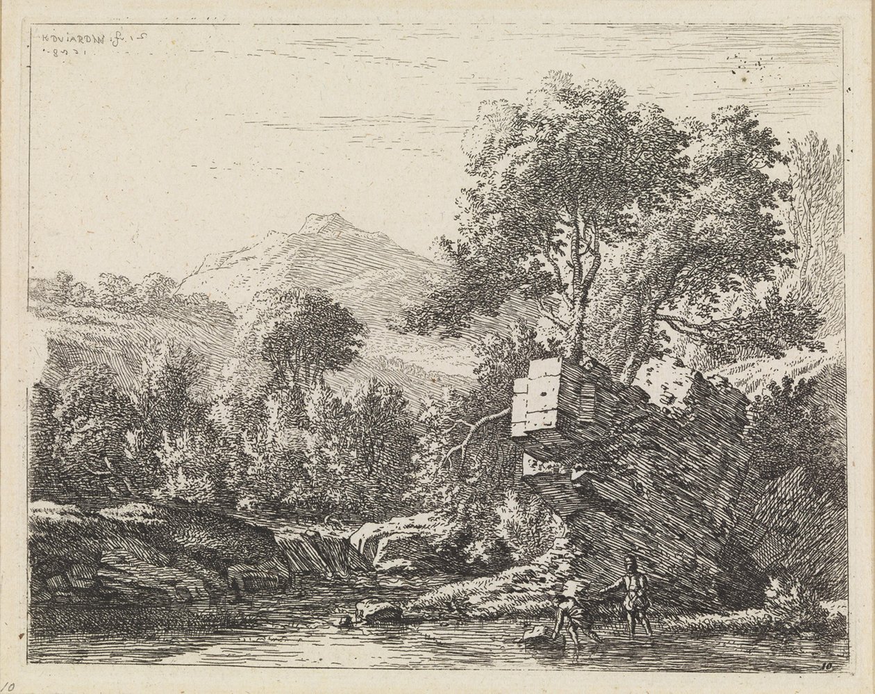 To menn ved en stein i vannet av Karel Dujardin