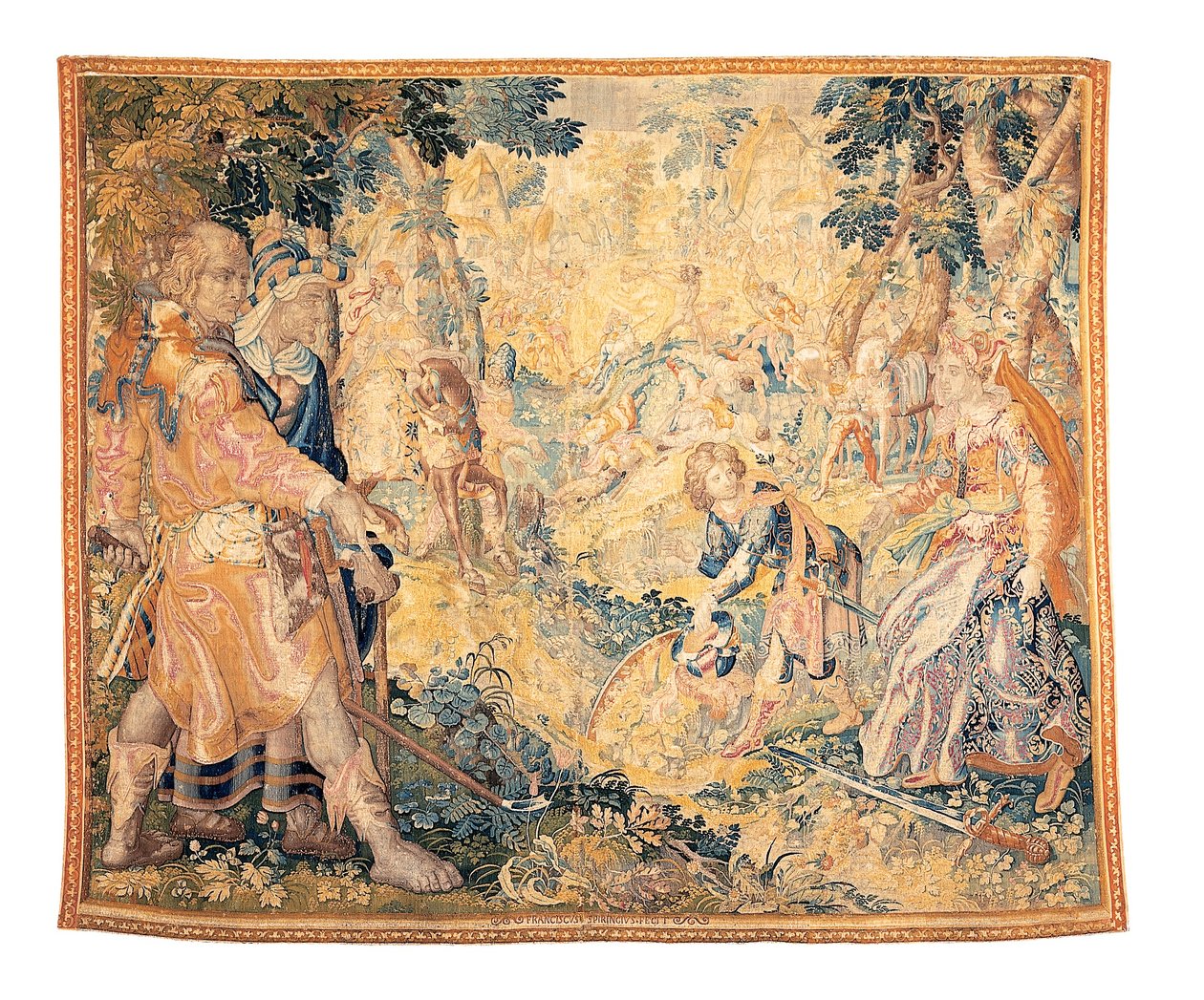 Delfts mytologiske billedvev som viser en scene fra Orlando Furioso, av Franciscus Spierinckx av Karel Van Mander