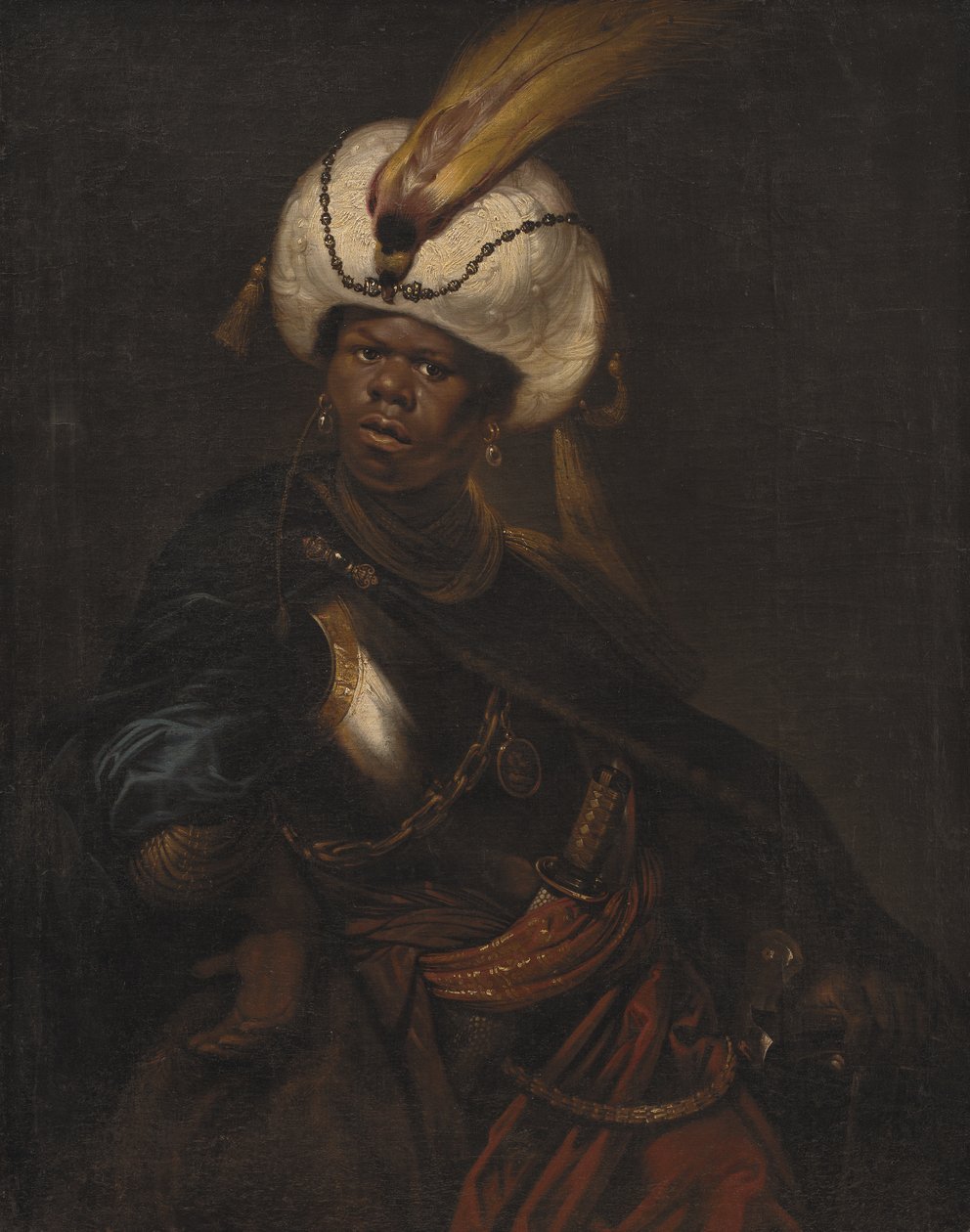 En mann iført turban og rustning av Karel van III Mander