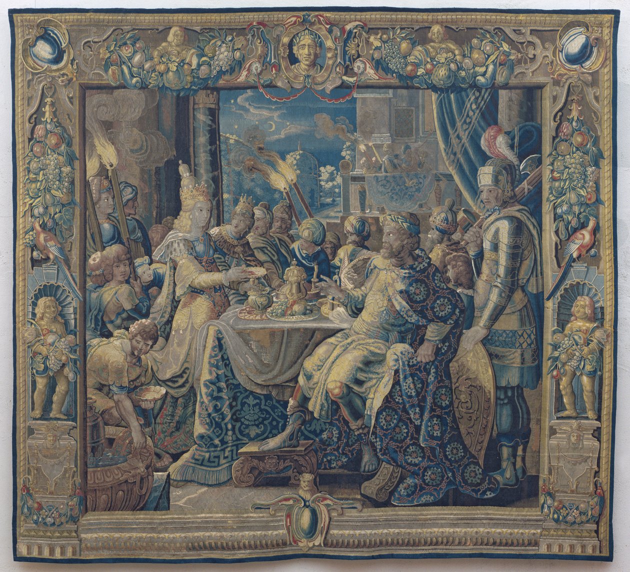 Cleopatra underholder Anthony, ca. 1640 (ull og silke) av Karel van II (workshop of) Mander