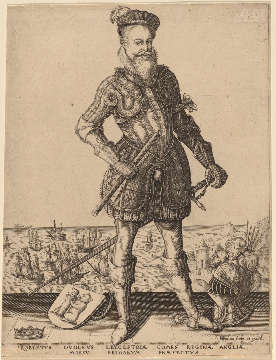 Robert Dudley, jarl av Leicester av Karel van Sichem after Christoffel