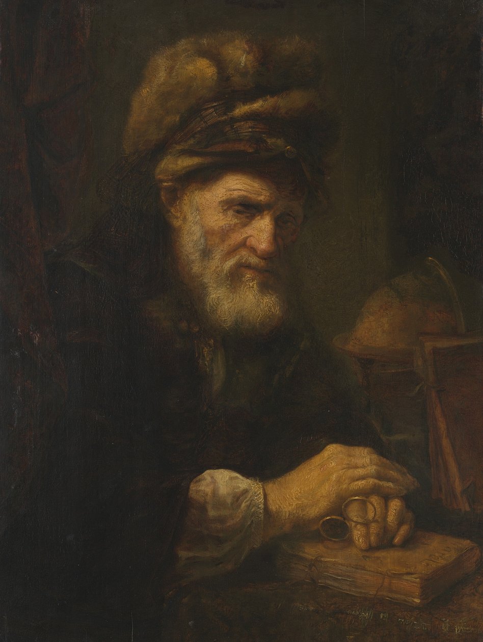 En gammel mann i en pelslue, 1650-60 av Karel van der Pluym