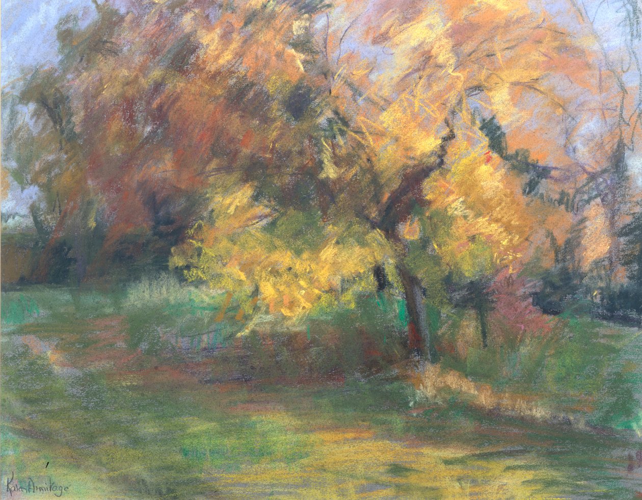 Autumn at May Banks, Sussex, 2000 (pastell på papir) av Karen Armitage