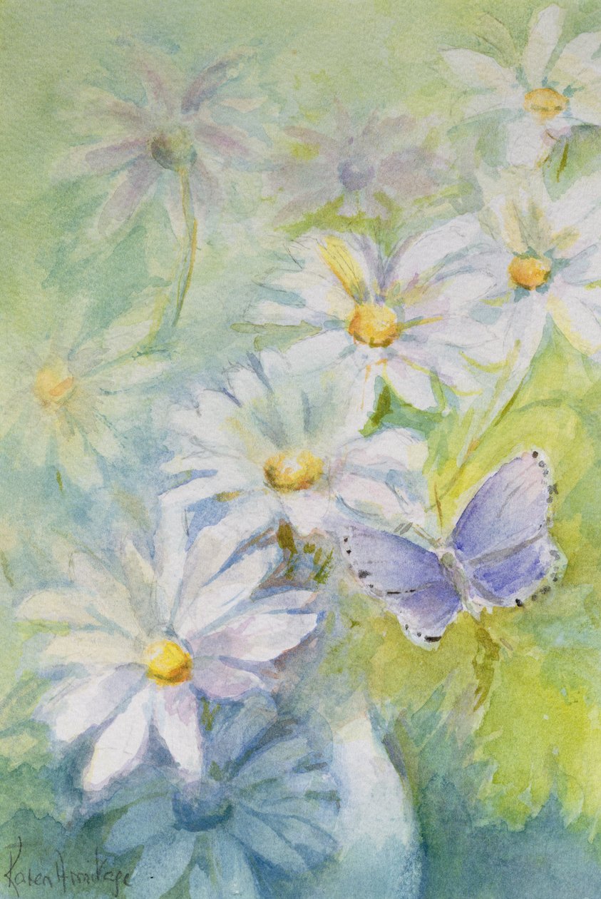Vanlig blå (Polyommatus Icarus) på tusenfryd av Karen Armitage