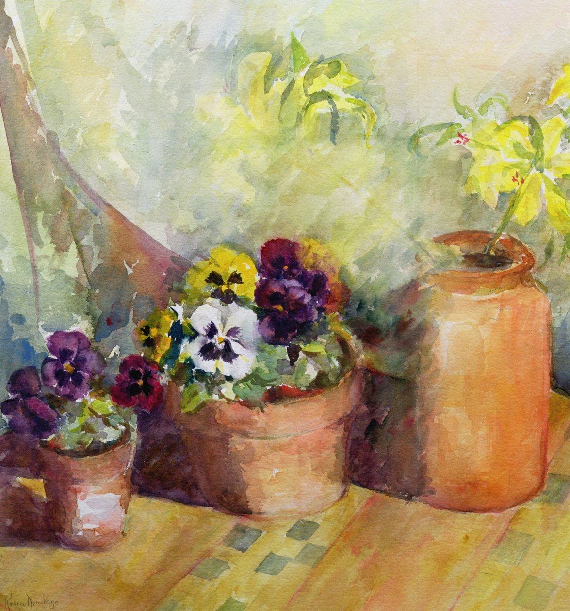 Stemorblomster og terrakottagryter (wc) av Karen Armitage