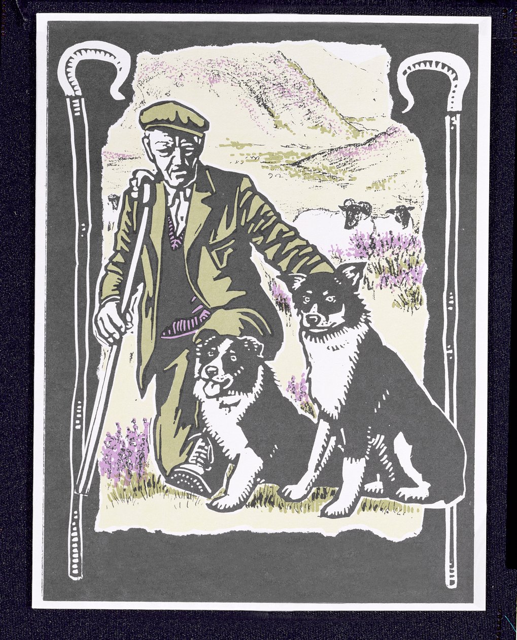 Shepherd Laddie o the Hills, 1997 (linosnitt på papir) av Karen Cater