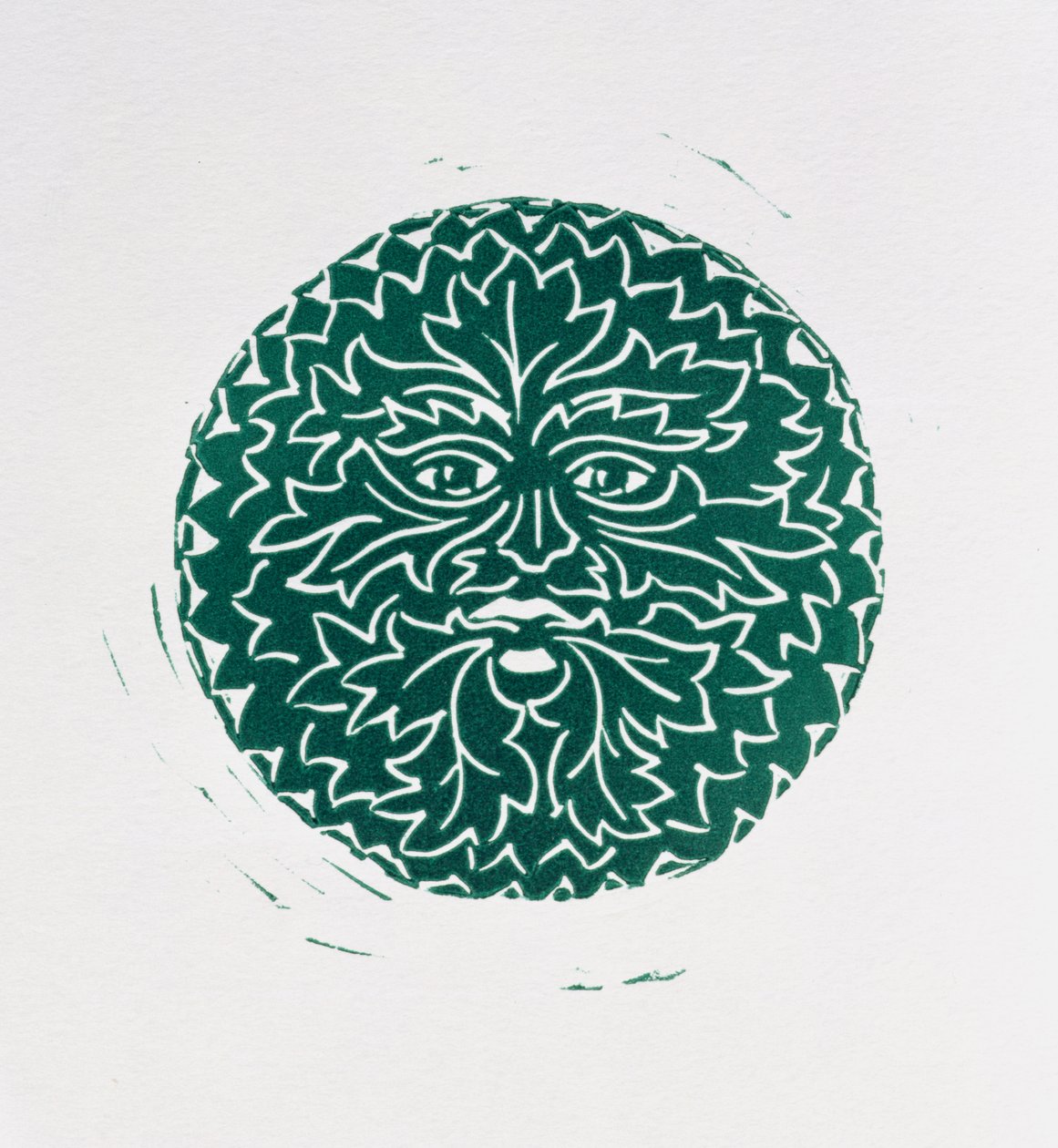 The Green Man, 1998 (linosnitt og papir) av Karen Cater