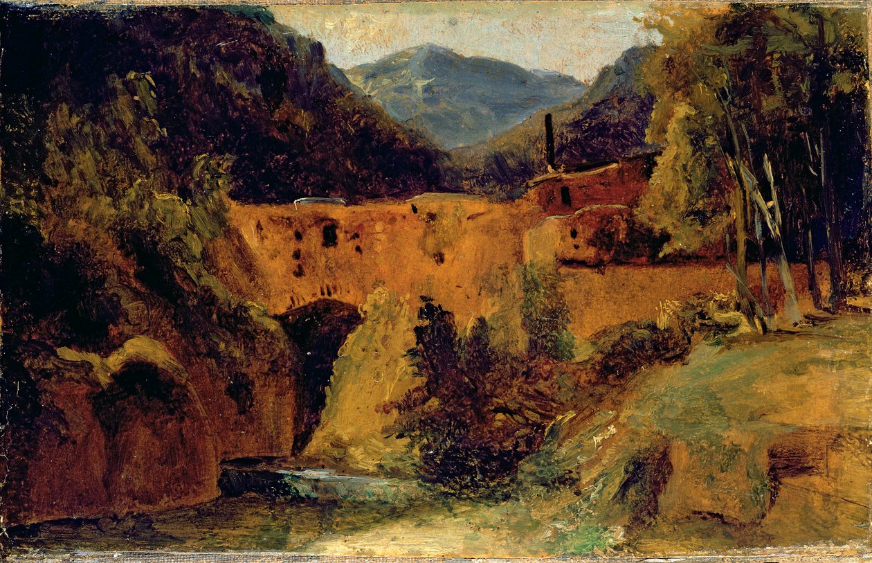 Mølle i dalen nær Amalfi, 1829 (olje på papir på lerret) av Carl Blechen