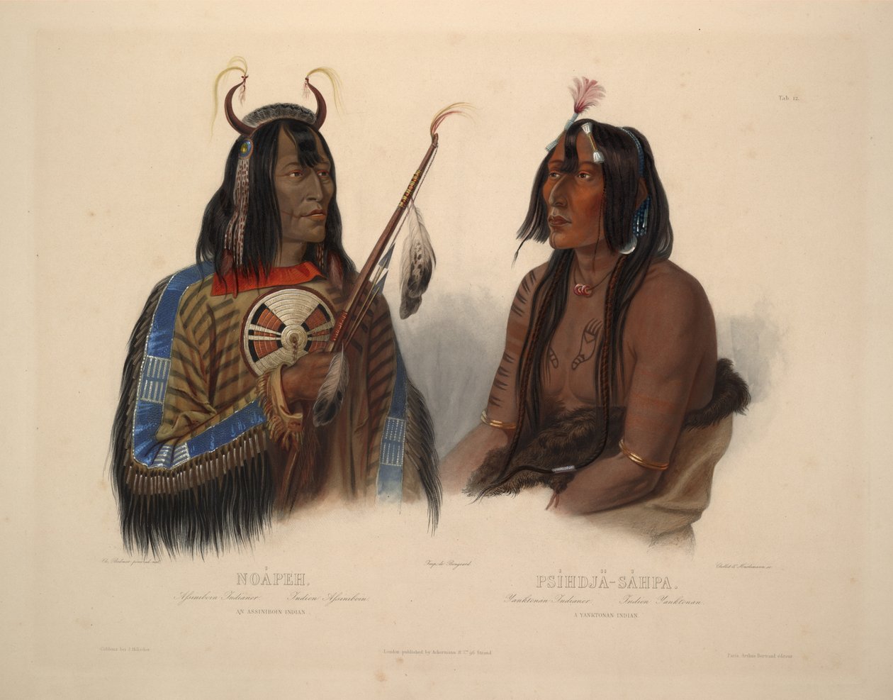 En Assiniboin -indianer og en Yanktonan -indianer av Karl Bodmer
