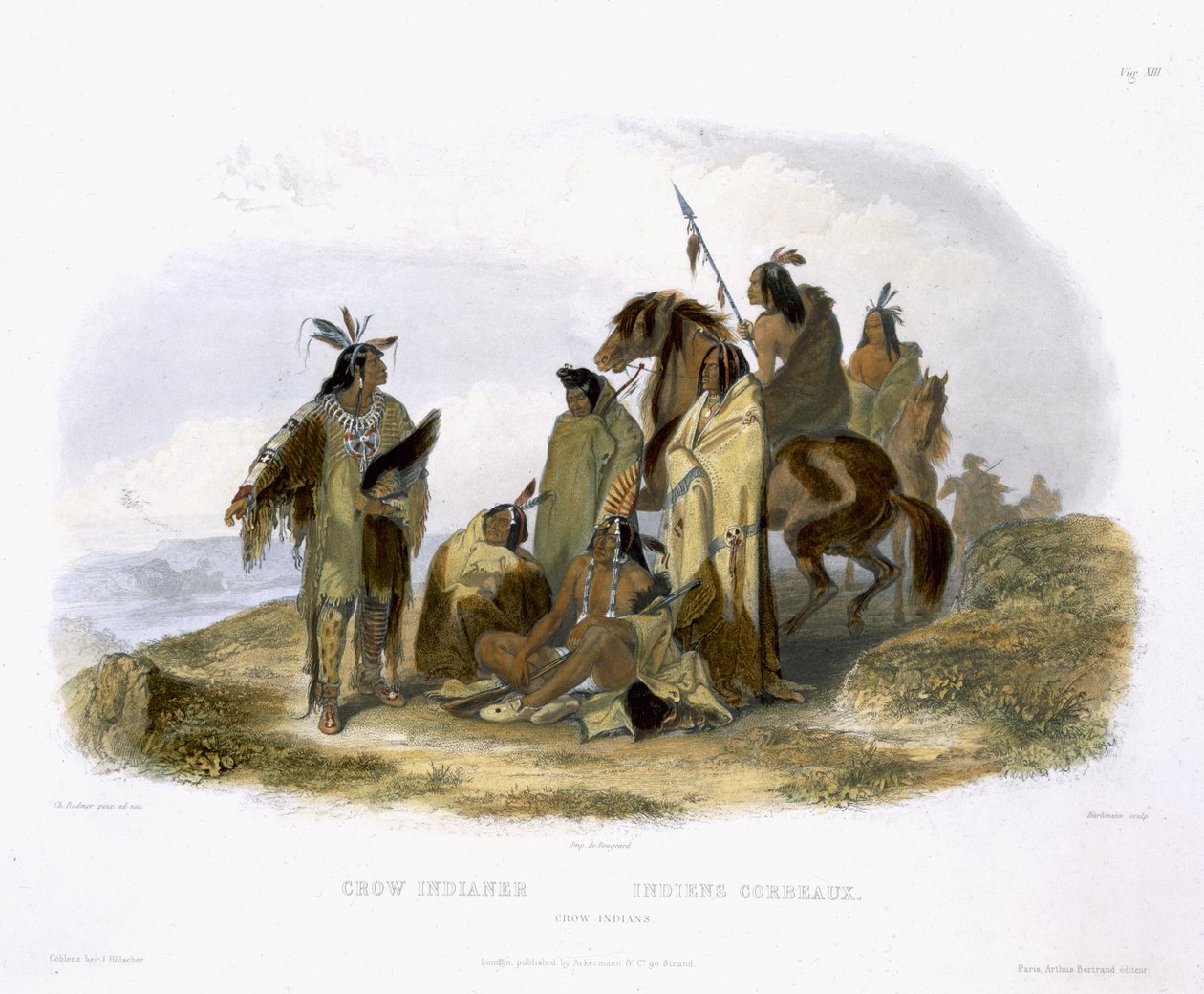 Crow Indians, plate 13 fra bind 1 av `Reiser i det indre av Nord-Amerika