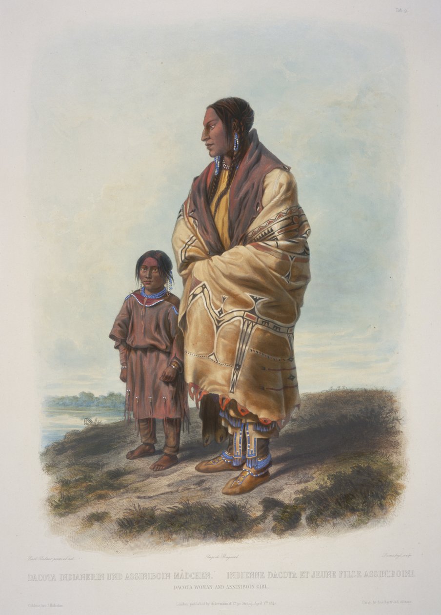 Dakota Woman og Assiniboin Girl av Karl Bodmer