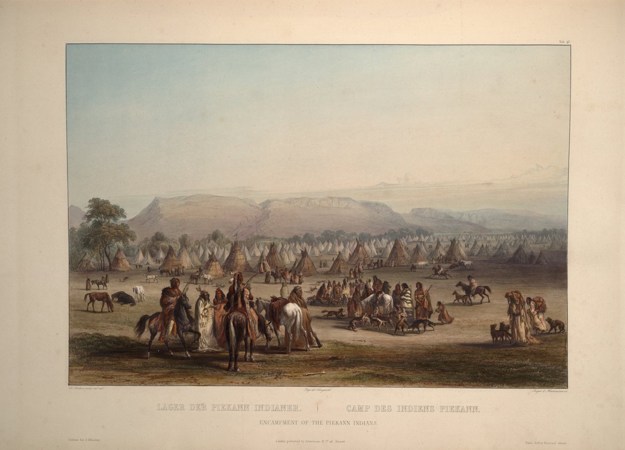 Leir av Peikann -indianerne av Karl Bodmer