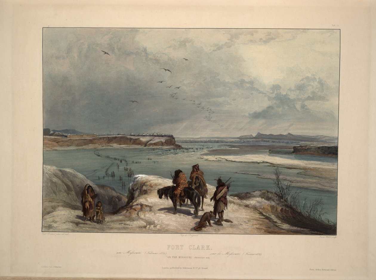Fort Clack på Missouri februar 1834 av Karl Bodmer