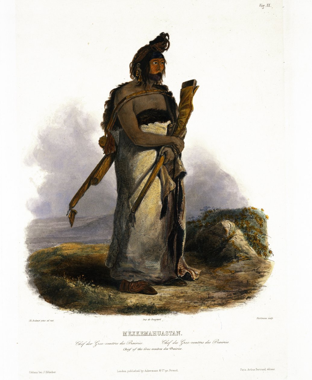 Mexkemahuastan, Chief of the Gros-Ventres of the Prairies, plate 20 fra bind 1 av 