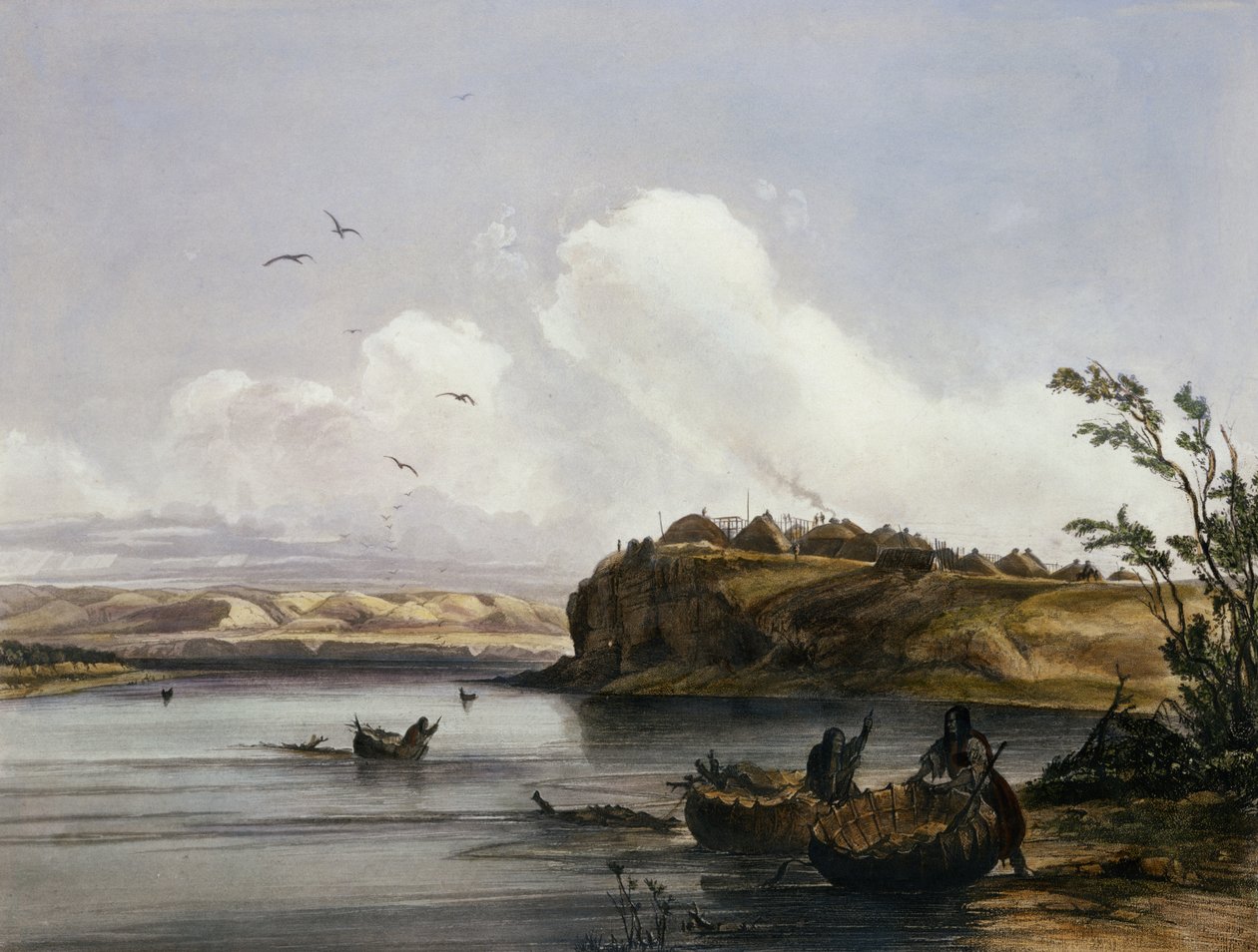 Mih-Tutta-Hankush, en Mandan Village, plate 16 fra bind 2 av 