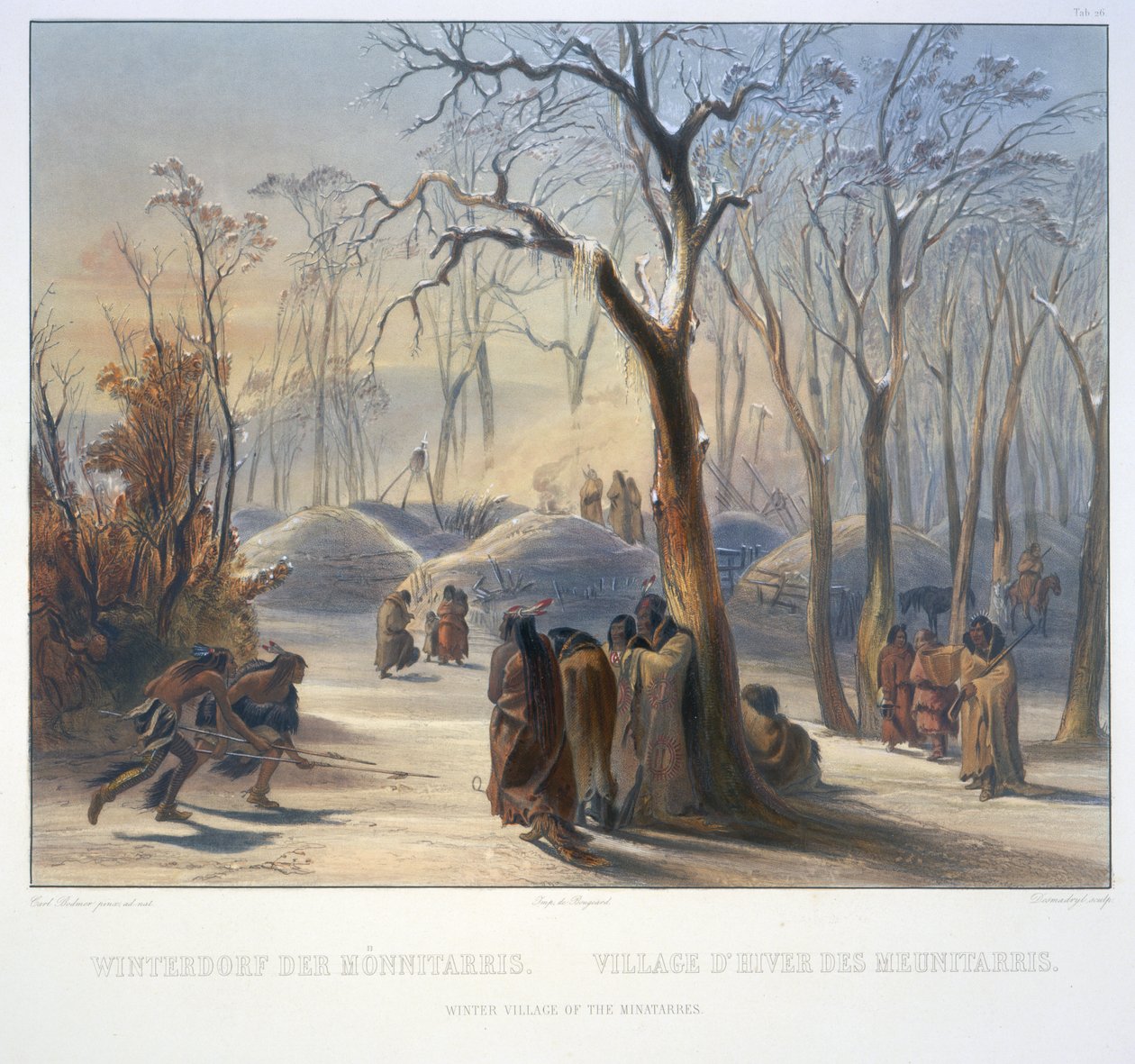 Winter Village of the Minatarres av Karl Bodmer