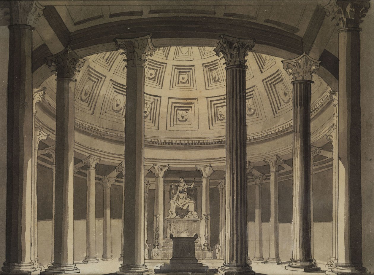 Scenedesign for Temple of Vesta av Karl Friedrich Schinkel