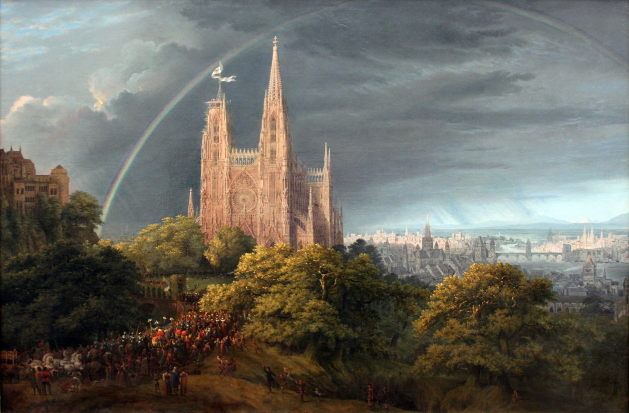 Middelalderby ved en elv av Karl Friedrich Schinkel